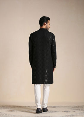 Black Chikankari Kurta Set image number 3